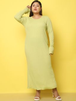 theRebelinme - Plus Size Women's Yellow Solid Color A-Line Maxi Dress