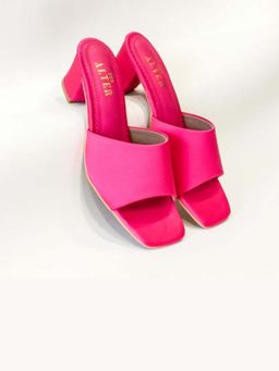 THE ALTER - T Shaped Pink Satin Block Heels