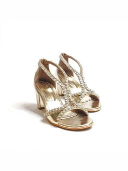 THE ALTER - Angela Gold Embellished Block Heels