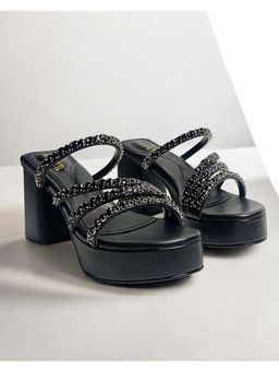 THE ALTER - Norah Black Embellished Platform Block Heels