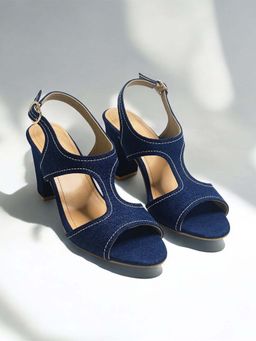 THE ALTER - Denim Ankle Strap Block Heels