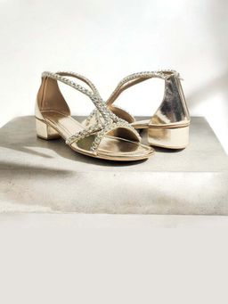 THE ALTER - Angela Gold Embellished Block Heels