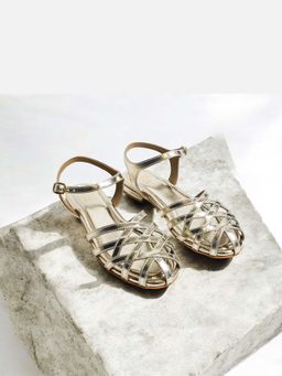 THE ALTER - Zoey Gold Cutwork Round Toe Mules
