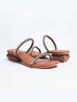 THE ALTER - Mysha Tan Embellished Block Heels