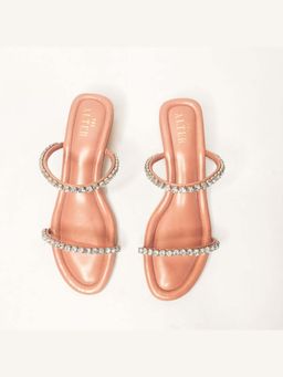 THE ALTER - Mysha Peach Embellished Block Heels