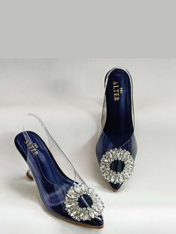 THE ALTER - Layla Blue Embellished Pyramid Heels
