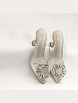 THE ALTER - Layla Beige Embellished Pyramid Heels