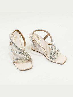 THE ALTER - Kiara Embellished T Shaped Wedges