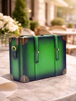 Nelumbo Nucifera - Handmade Leather Crossbody Bag for Women- Green