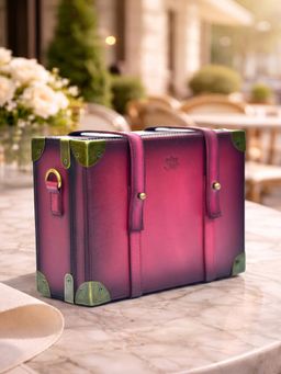 Nelumbo Nucifera - Handmade Leather Crossbody Bag for Women- Burgundy