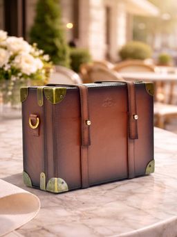 Nelumbo Nucifera - Handmade Leather Crossbody Bag for Women- Brown