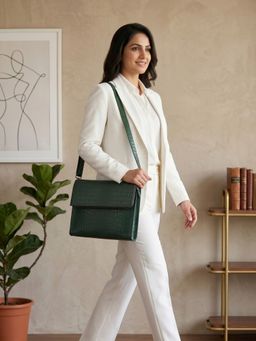 Nelumbo Nucifera - Handmade Leather Laptop Sleeve for Men & Women- Green