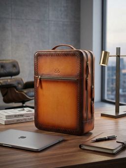 Nelumbo Nucifera - Handmade Leather Briefcase for Men & Women- Brown
