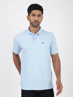 JadeBlue - Mens Light Blue Slim Fit Cotton Polo T-Shirt