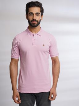 JadeBlue - Mens Pink Slim Fit Cotton Polo T-Shirt
