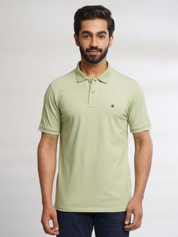 JadeBlue - Mens Olive Green Slim Fit Cotton Polo Shirt