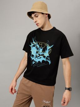 Free Authority - Batman Graphic Loose Fit Black Cotton Men T-Shirt