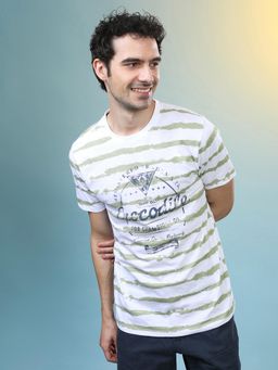 Crocodile - Green Striped Casual T-Shirt