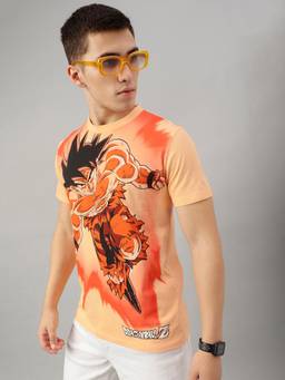 Free Authority - Dragon Ball Z Graphic Regular Fit Peach Cotton Men T-Shirt