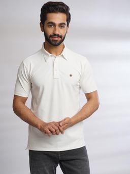JadeBlue - Mens White Slim Fit Cotton Polo T-Shirt