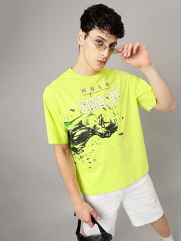 Free Authority - Hulk Graphic Loose Fit Green Cotton Men T-Shirt