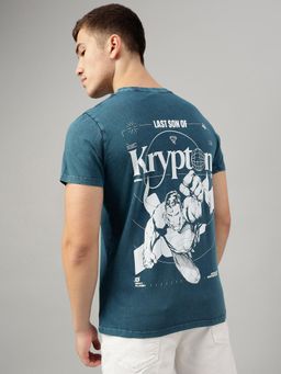 Free Authority - Superman Graphic Regular Fit Blue Cotton Men T-Shirt