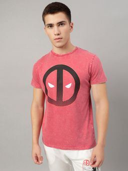 Free Authority - Deadpool Graphic Regular Fit Pink Cotton Men T-Shirt