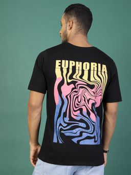 RIGO - Men Black Jersey Oversized Printed T-Shirt