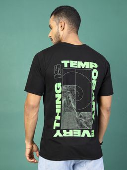 RIGO - Men Black Printed Jersey Oversized T-Shirt