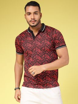 RIGO - Men Maroon Half Sleeves T-Shirt