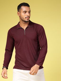 RIGO - Men Maroon Solid T-Shirt