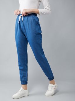DOLCE CRUDO - Blue Mid Rise Denim Joggers