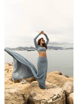 ASHNA VASWANI - Denim Crop Top with Fishcut Skirt