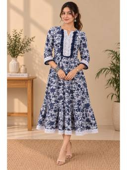 SILSELAH - The Navy Blue Floral Print Dress