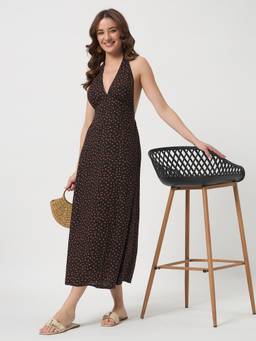 SHEWEST - Women'S Black Halter Neck Dress