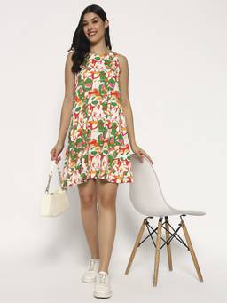 SHEWEST - Women'S Multi-Color Printed Fit and Flare Mini Dress