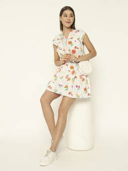 SHEWEST - Women'S Multi-Color Fruit Printed Regular Fit Mini Dress