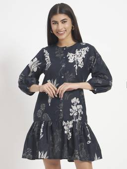 SHEWEST - Women'S Black Printed Mini Dress