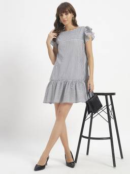 SHEWEST - Women'S Striped Mini Dress