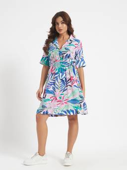 SHEWEST - Women's Tropical Print Dress