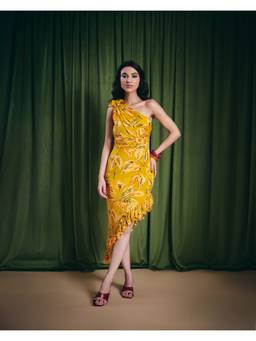 XAYA - Yellow Serena Midi Dress