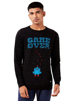 The Souled Store - Men Game Over Black Knitted Sweaters