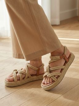 Indifeet - Women Beige Rope Boho Sandals