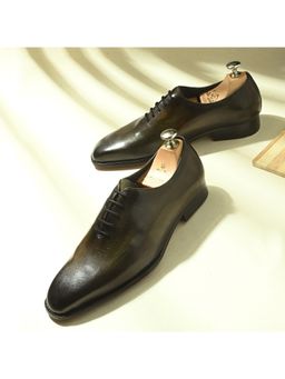 Mille Dollari - Men Black Hand-Finished Genuine Leather Oxfords