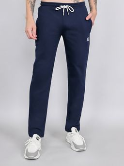 Rock.it - Men Navy Blue Mid Waist Regular Fit Solid Trackpant