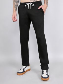Rock.it - Black Mid Waist Regular Fit Solid Trackpant
