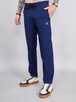 Rock.it - Men Mid Waist Blue Straight Fit Solid Trackpant