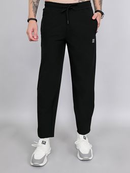 Rock.it - Men Mid Waist Black Straight Fit Solid Trackpant