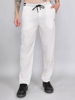 Rock.it - Men White Mid Waist Regular Fit Solid Trackpant