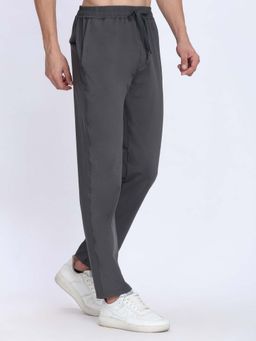Dpassion - Men Charcoal Mid Waist Regular Fit Solid Trackpant